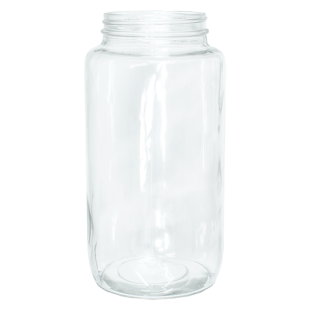 32 oz. Clear Glass Jar with Black Plastic Cap (70/400) (V6) (V6)-Glass Bottle Outlet