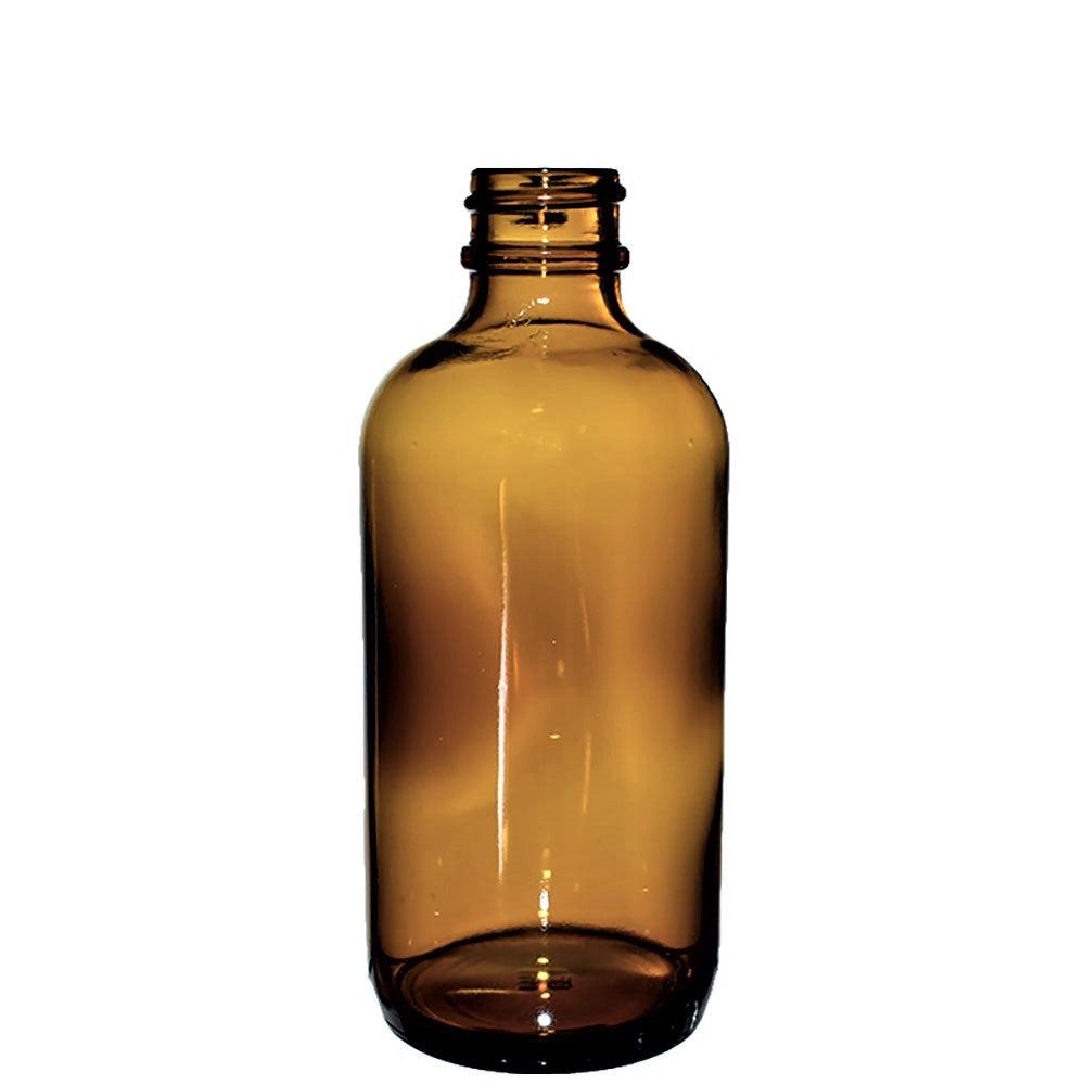 4 oz. Amber Boston Round with Black Child-Resistant Glass Dropper (22/400) (V4) (V8)-Glass Bottle Outlet