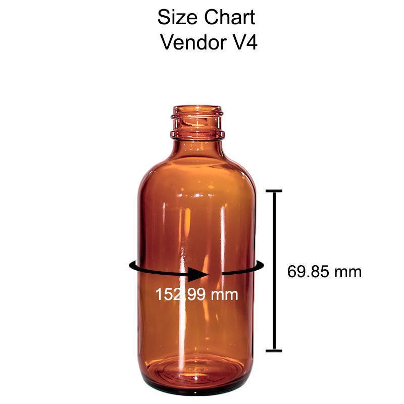 4 oz. Amber Boston Round with Black Cone Lined Cap (22/400) (V4) (V5)-Glass Bottle Outlet