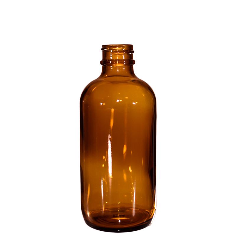 4 oz. Amber Boston Round with No Closure (22/400) (V4)-Glass Bottle Outlet