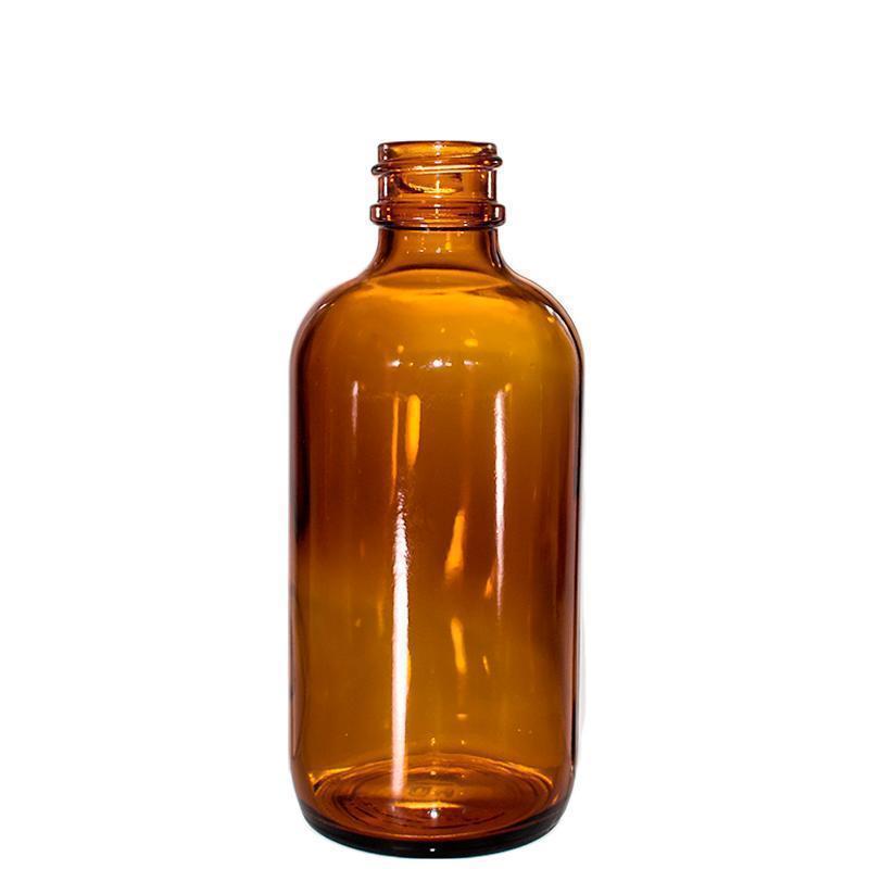 4 oz. Amber Boston Round with White Cap (22/400) (V4) (V1)-Glass Bottle Outlet