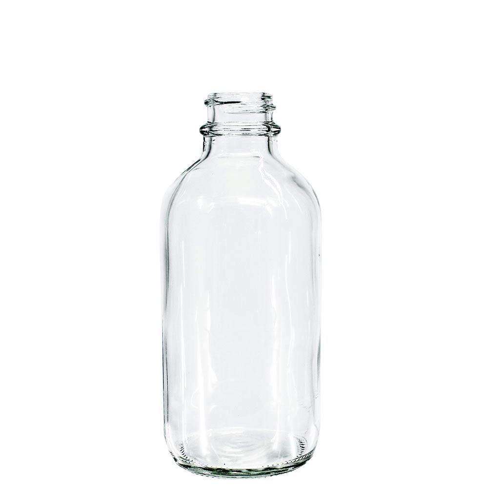 4 oz. Clear Boston Round with Black Cone Lined Cap (22/400) (V8) (V5)-Glass Bottle Outlet