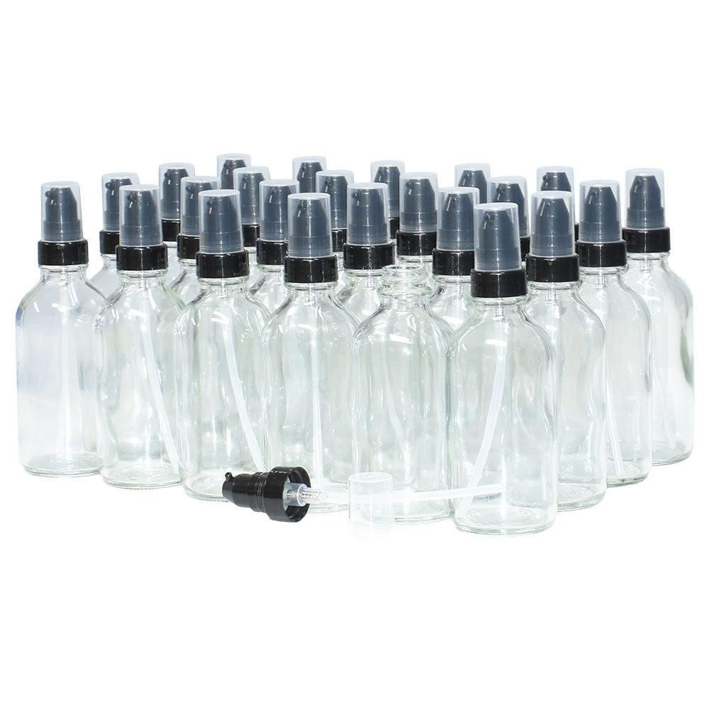 4 oz. Clear Boston Round with Black Cream Pump (22/400) (V20) (V20)-Glass Bottle Outlet