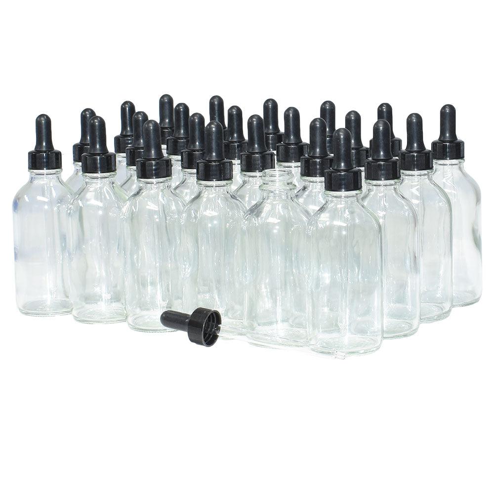 4 oz. Clear Boston Round with Nitrile Rubber Black Glass Dropper (22/400) (V22) (V12)-Glass Bottle Outlet