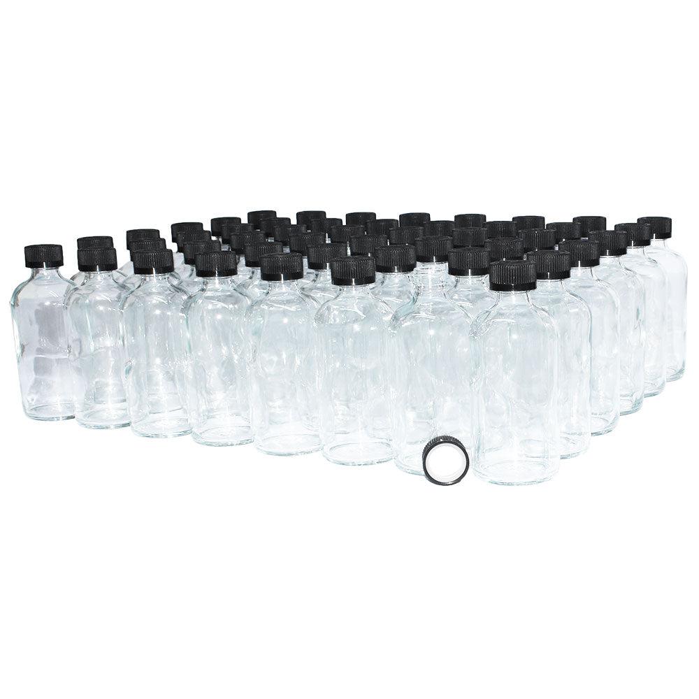 8 oz. Clear Boston Round with Black Child-Resistant Cap (24/400) (V4) (V1)-Glass Bottle Outlet