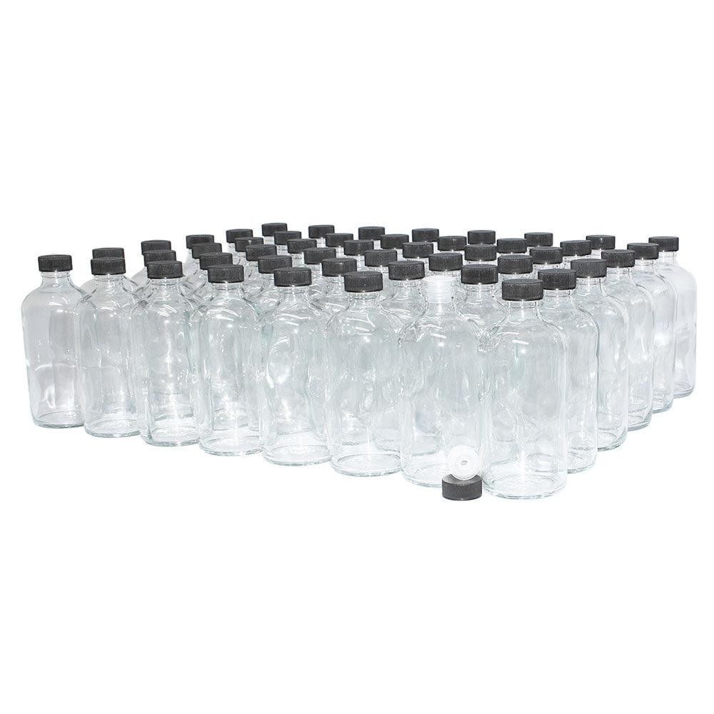 8 oz. Clear Boston Round with Reducer and Black Foam-Lined Cap (24/400) (V4) (V1)-Glass Bottle Outlet