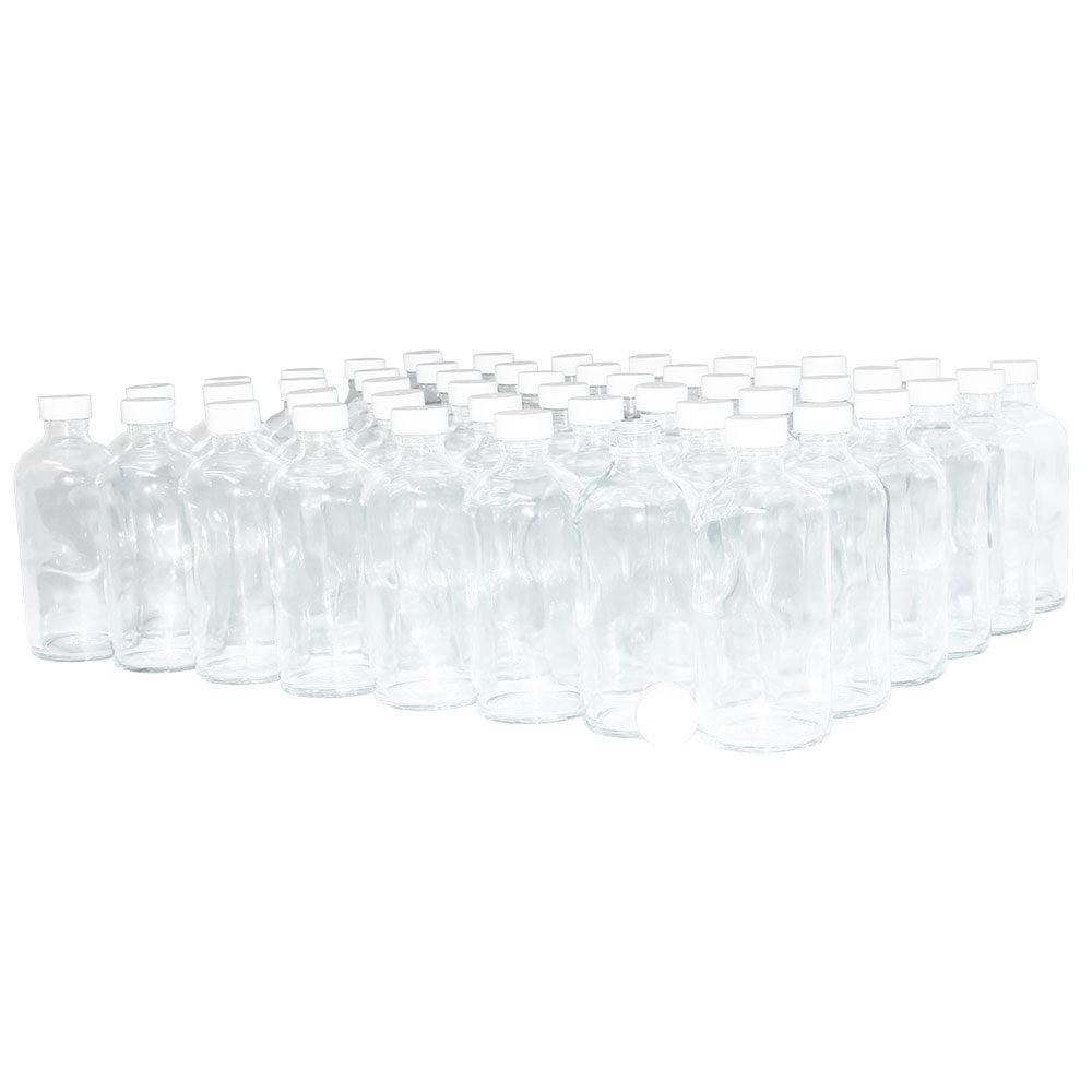 8 oz. Clear Boston Round with White Foam-Lined Cap (24/400) (V4) (V1)-Glass Bottle Outlet