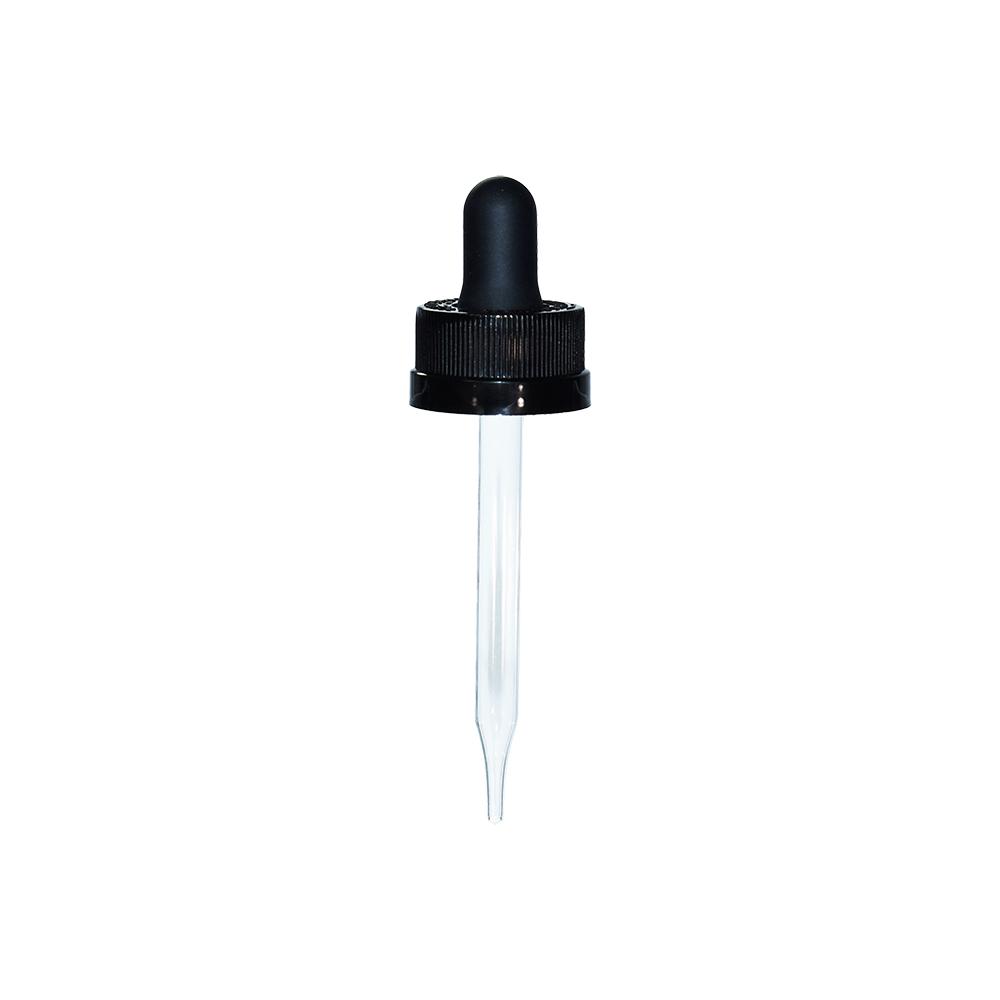 Black Child-Resistant Glass Dropper (20-400) (1 oz.) (V8)-Glass Bottle Outlet