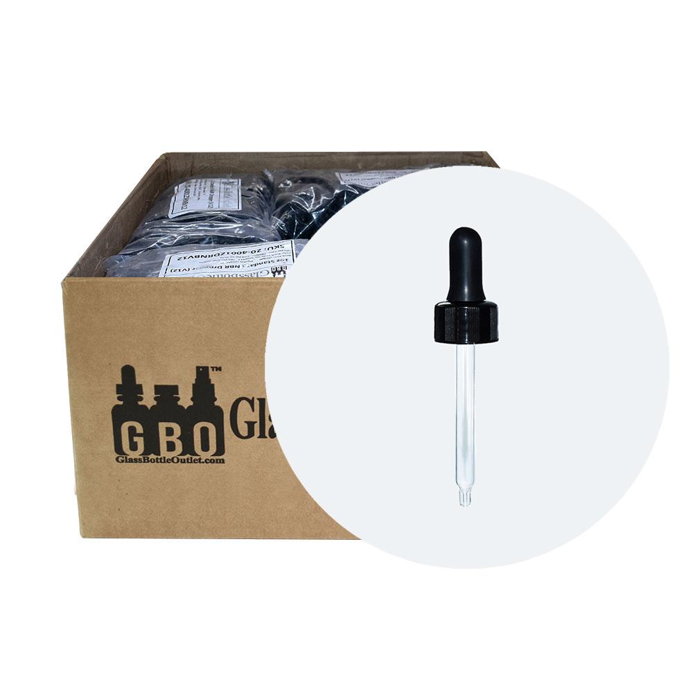 Black Glass Dropper with Nitrile Rubber (20-400) (1 oz.) (V12)-Glass Bottle Outlet