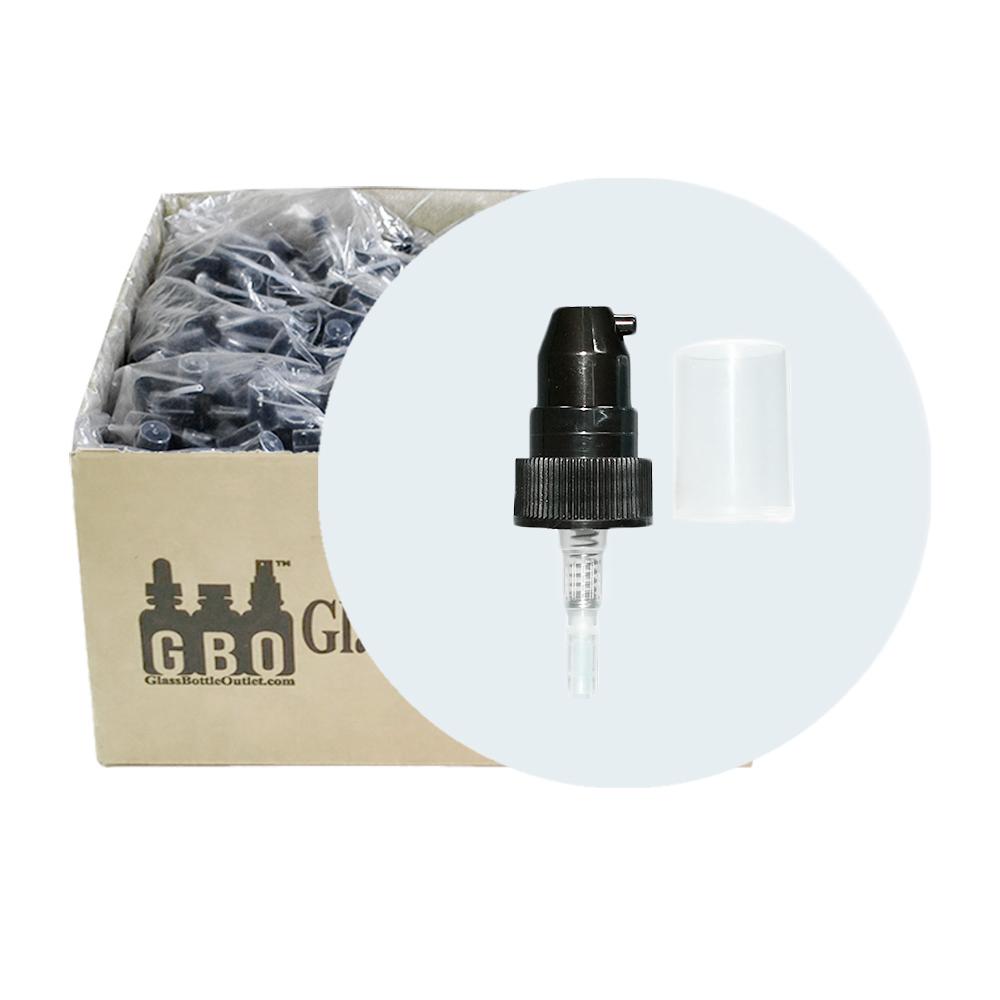 Black Treatment Pump (Ribbed) (20-400) (2 oz) (Dosage: .4 ml) (V20)-Glass Bottle Outlet