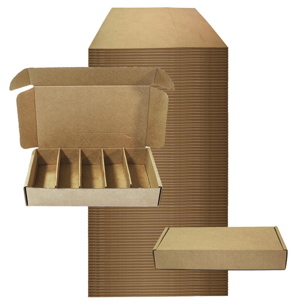 Kraft Corrugated Box with 5 Dividers (Fits 5 1 oz. Boston Round)-Glass Bottle Outlet