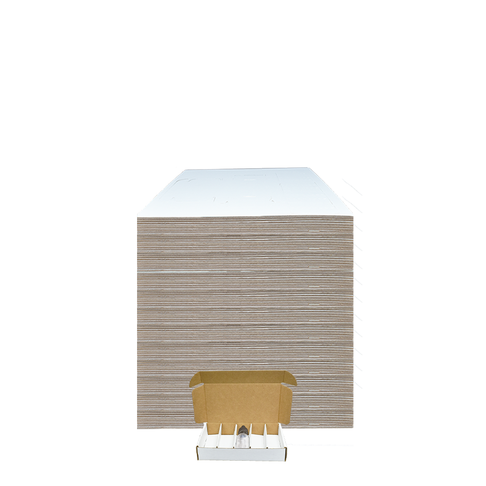 White Exterior / Kraft Interior Corrugated Box with 5 Dividers (Fits 5 1 oz. Boston Round)