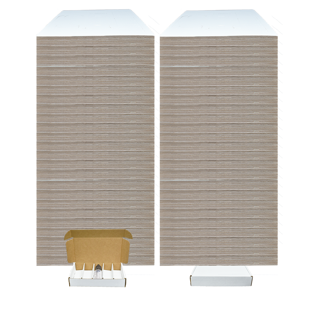 White Exterior / Kraft Interior Corrugated Box with 5 Dividers (Fits 5 1 oz. Boston Round)-Glass Bottle Outlet